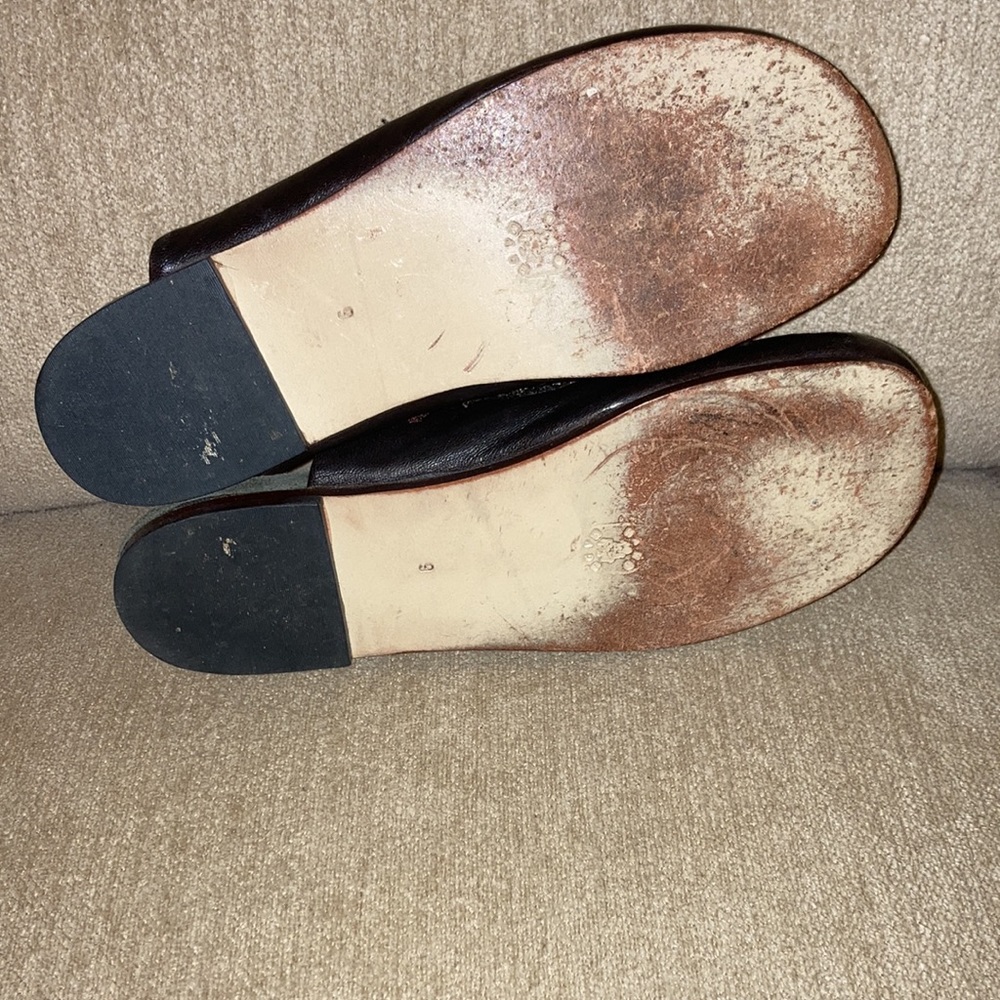Anthropologie Brown Leather Floral Slip-On Clogs - Picture 8 of 11
